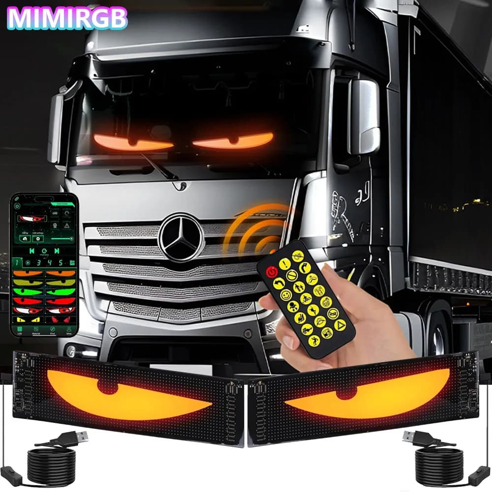 Occhi a LED per camion Pannello a matrice LED Pannello per auto LED RGB Luce di scorrimento per controllo app Bluetooth programmabile fai-da-te