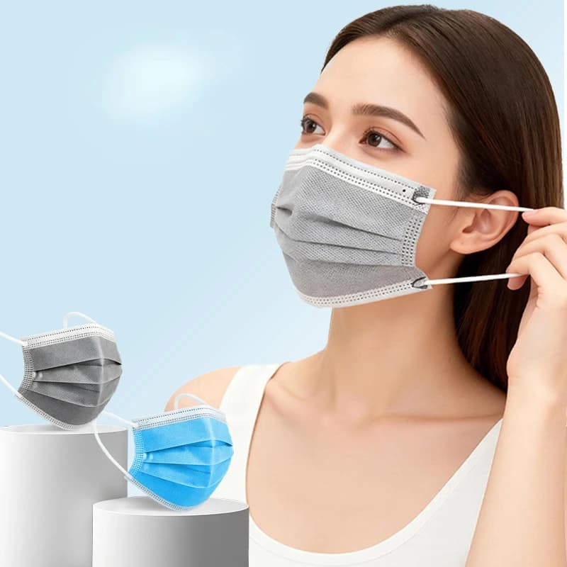 50 Pezzi Mascherine Igieniche di Sicurezza, Respiratori a 3 Strati in Tessuto Non Tessuto, Mascherine Monouso con Filtro Antipolvere