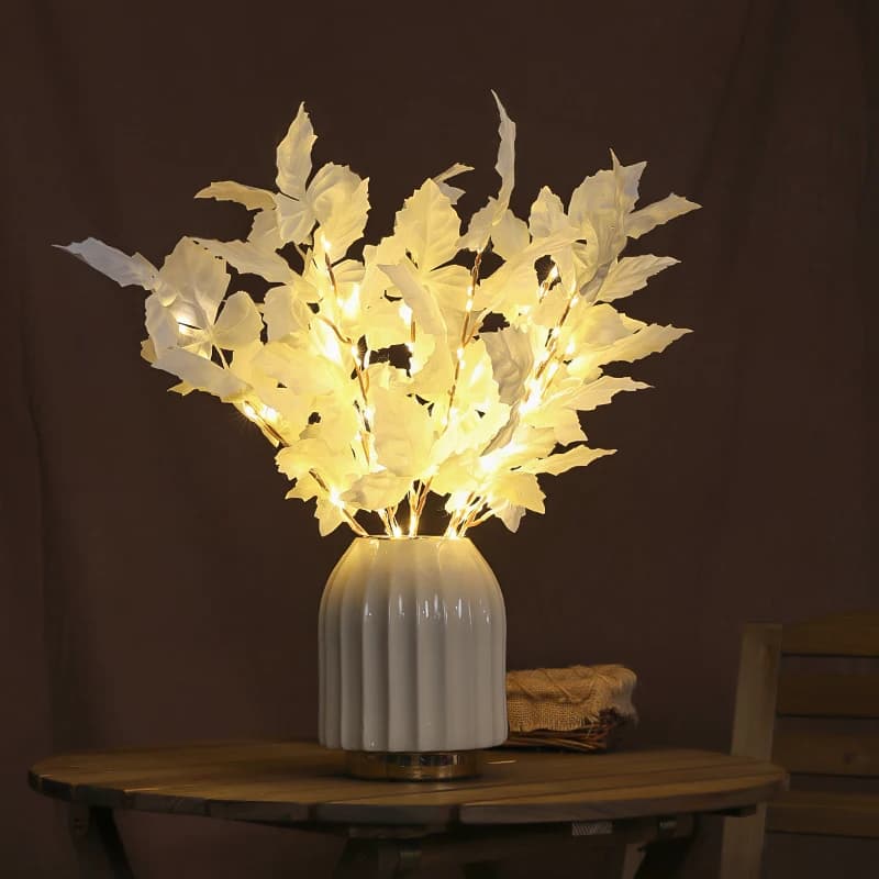 Artificial LED light with branch of pear tree, decoration for floral arrangements for wedding parties, handmade festivals