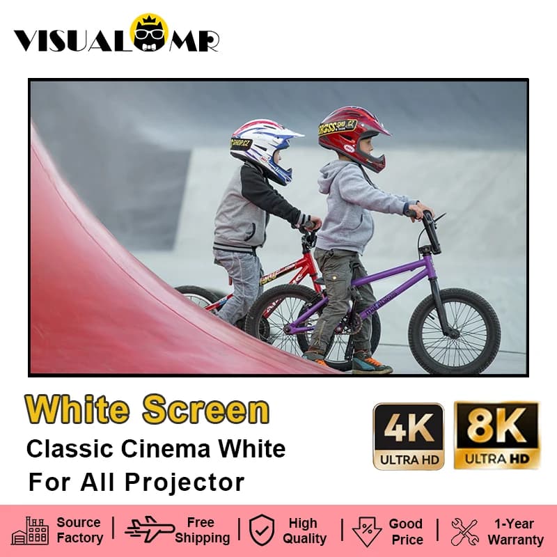 2025 Premium Cinema Schermo di proiezione UHD bianco opaco Cornice fissa da 60-250 pollici Proiettori 4K 8K con bordo stretto da 1 cm per Home Theater