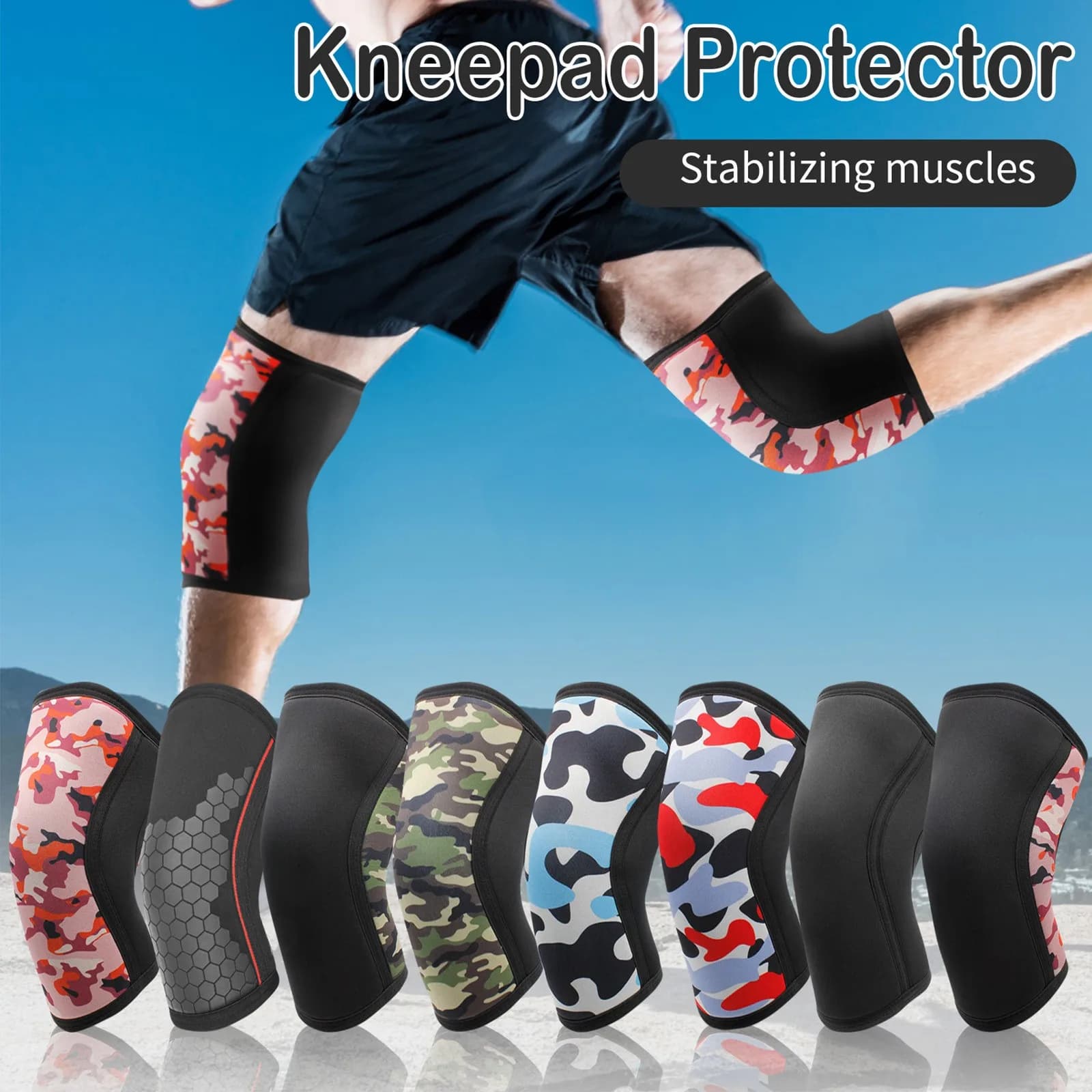 1PC Ginocchiere a nido d'ape da donna per uomo Squat Fitness Allenamento per la forza Sollevamento pesi Ginocchiera 7mm di spessore Ginocchiere in neoprene