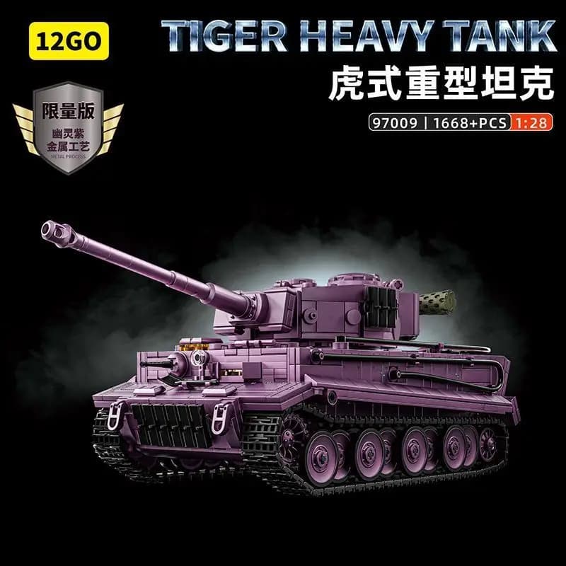12GO97009 Modello di Carro Armato Tedesco Tiger della Seconda Guerra Mondiale, Blocchi da Costruzione Educativi, Gioco Puzzle, Pezzo Decorativo