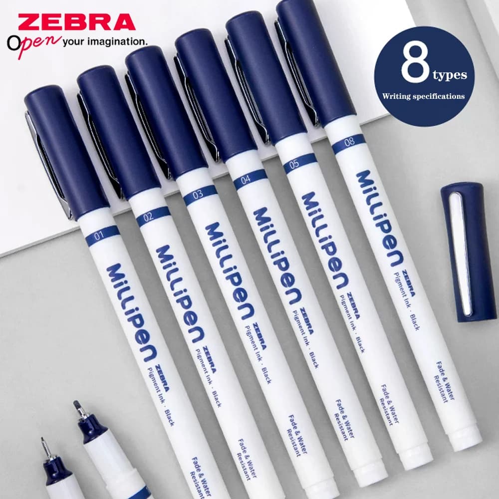 Set di 8 Penne Gel Zebra con Punta a Ago, Pennarelli Permanenti Impermeabili C-WS-CN per Disegno, Cartoni Animati, Tracciatura Artistica, Cancelleria per Scuola e Ufficio