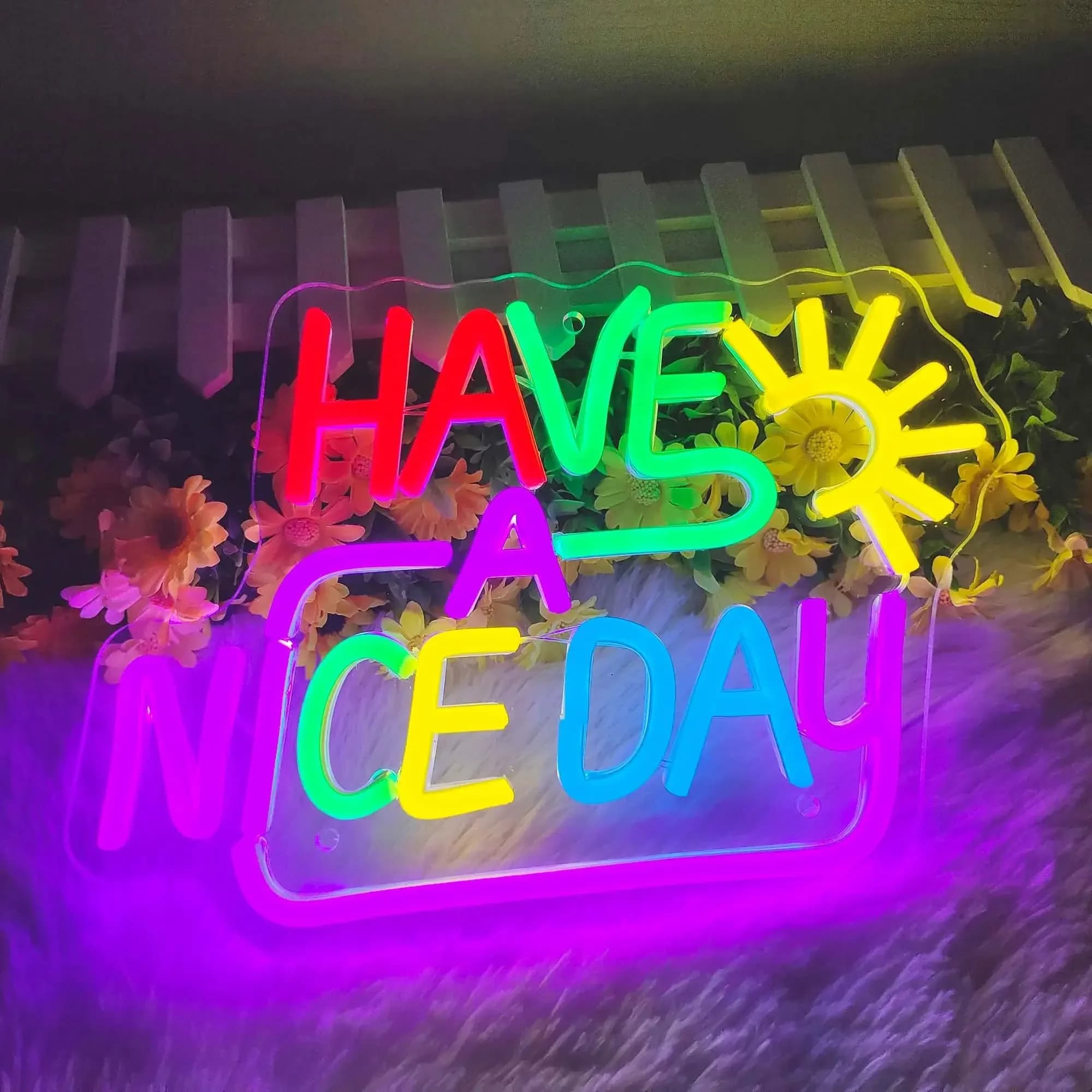 Insegna Luminosa al Neon 'Have A Nice Day' USB Dimmerabile LED per Camera da Letto, Soggiorno, Club, Bar, Man Cave, Regali per Feste, Decorazione Murale