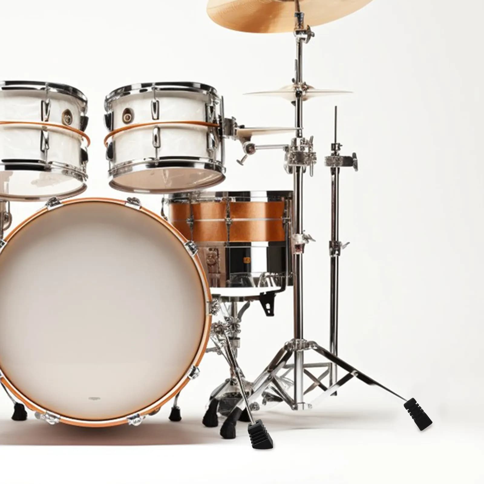 Kit 3 Pezzi Piedini di Ricambio Neri per Supporto Batteria e Rack, Protezioni per Gambe di Kick Drum