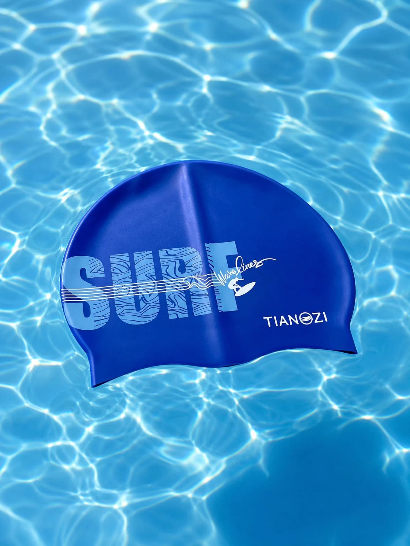 Unisex silicone swim cap with letter pattern, high elasticity, waterproof and anti slip integrated molding