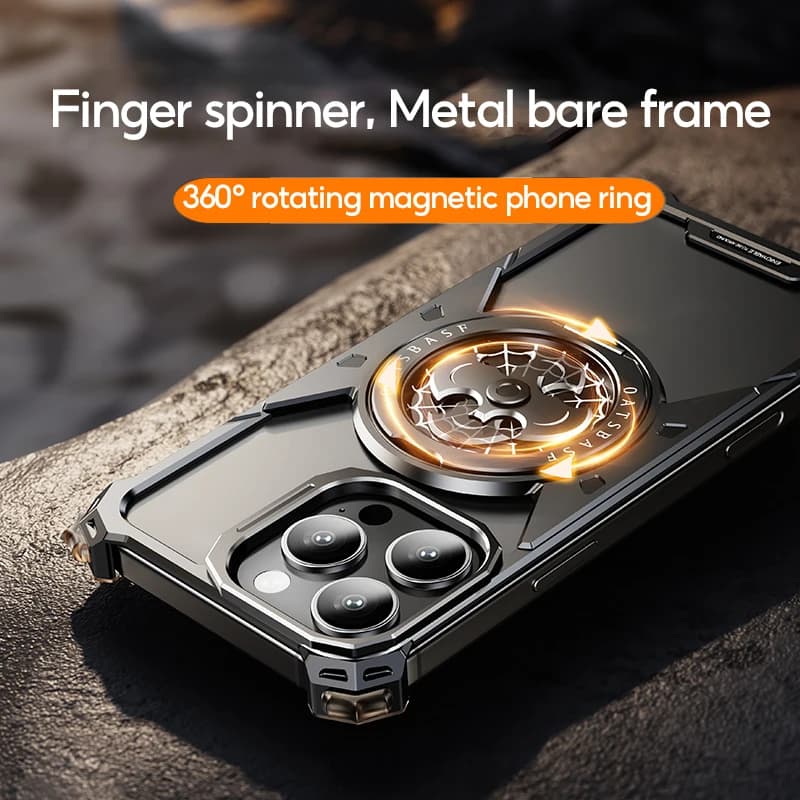 Custodia Eary Bat per iPhone 16 Pro Max compatibile con MagSafe 360 ° Cover per Telefono Antiurto di Grado Militare Senza Cornice con Supporto Girevole in Metallo