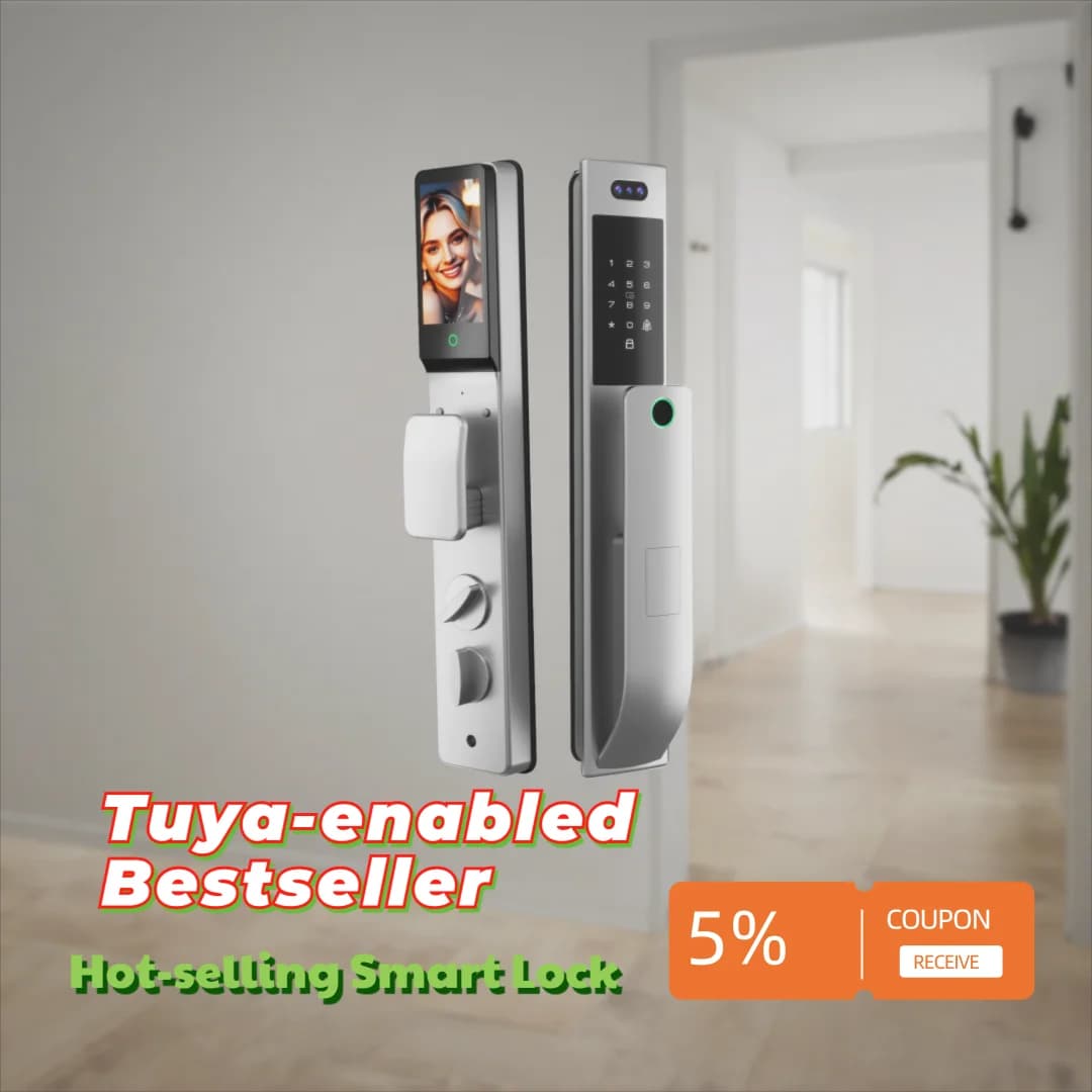 Serratura Intelligente TUYA in Lega di Alluminio Impermeabile con Videochiamata, Riconoscimento Facciale 3D e Impronte Digitali, Controllabile tramite App