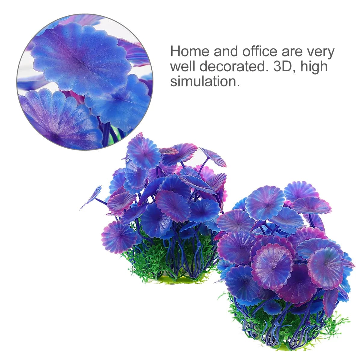 1 Piece of 3D Artificial Aquatic Plants Purple, Light and Elegant, for Home and Office Decoration