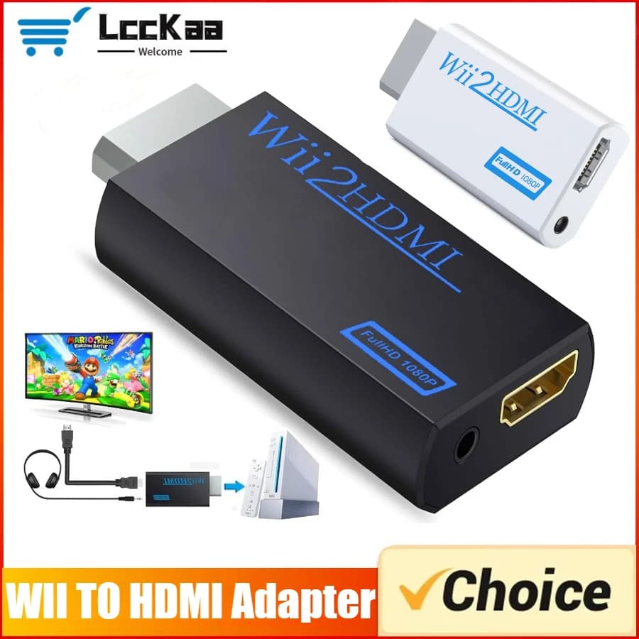 Convertitore WII a HDMI Full HD 1080P WII a HDMI Wii 2 Convertitore HDTV Adattatore Wii a HDMI Audio da 3,5 mm per display monitor HDTV per PC
