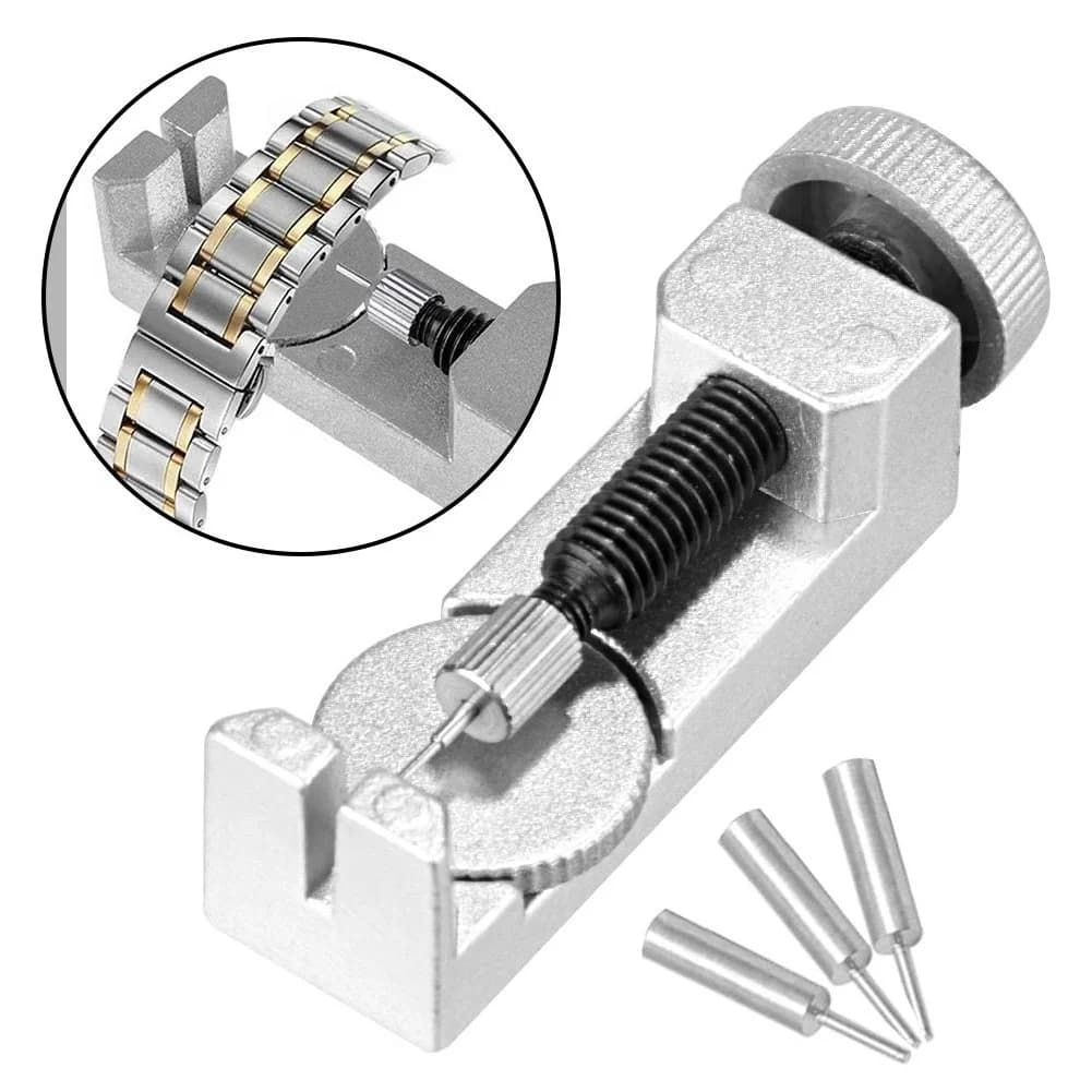 Kit di strumenti di riparazione per la rimozione dei perni di collegamento del cinturino dell'orologio per orologiai con confezione da 3 set di barre a molla per la rimozione della sostituzione dei perni extra