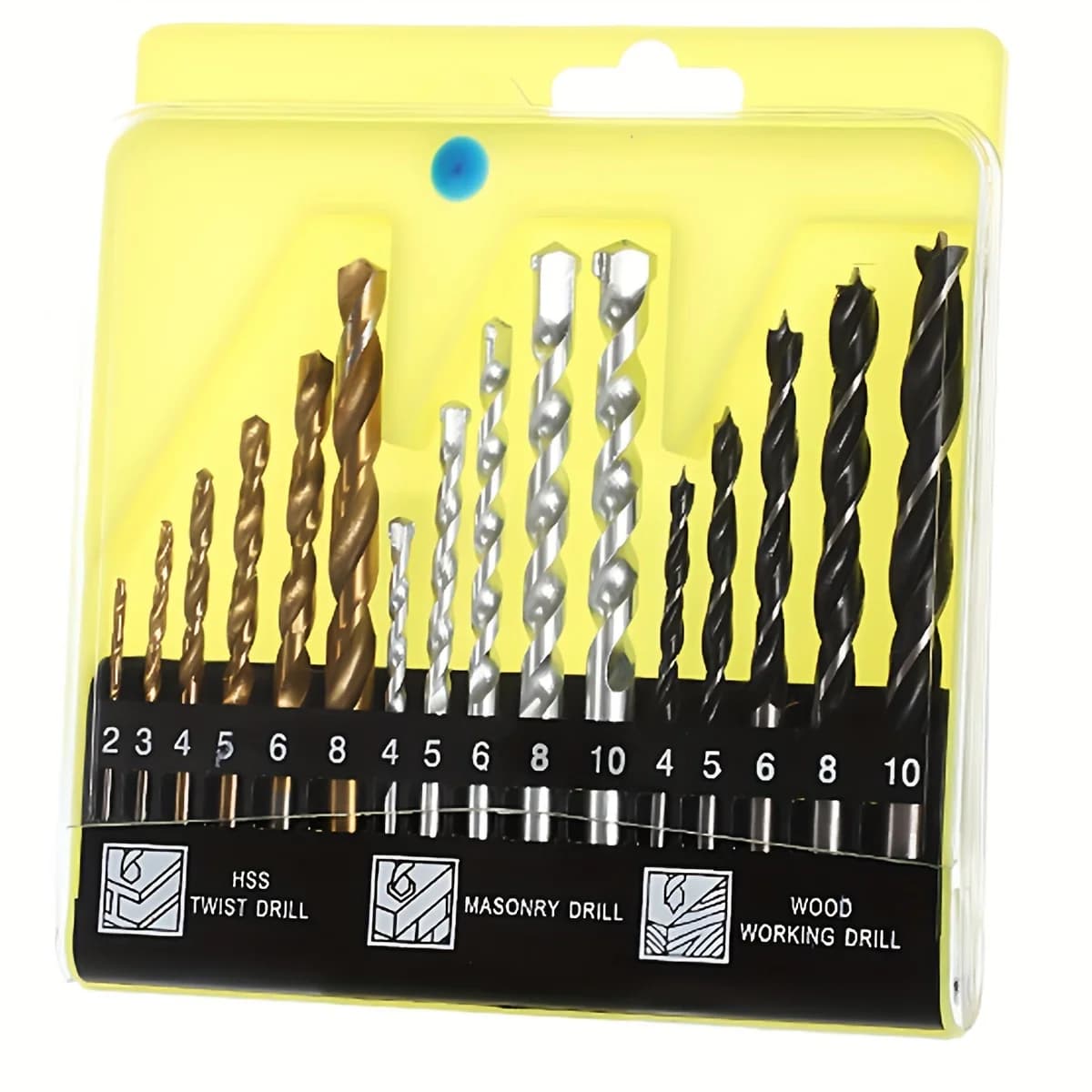 Set di punte da trapano per legno 2mm 3mm 4mm 5mm 6mm 8mm 10mm Punta da trapano per metallo Punta in metallo duro Punta piatta Trapano in pietra per calcestruzzo Mattoni