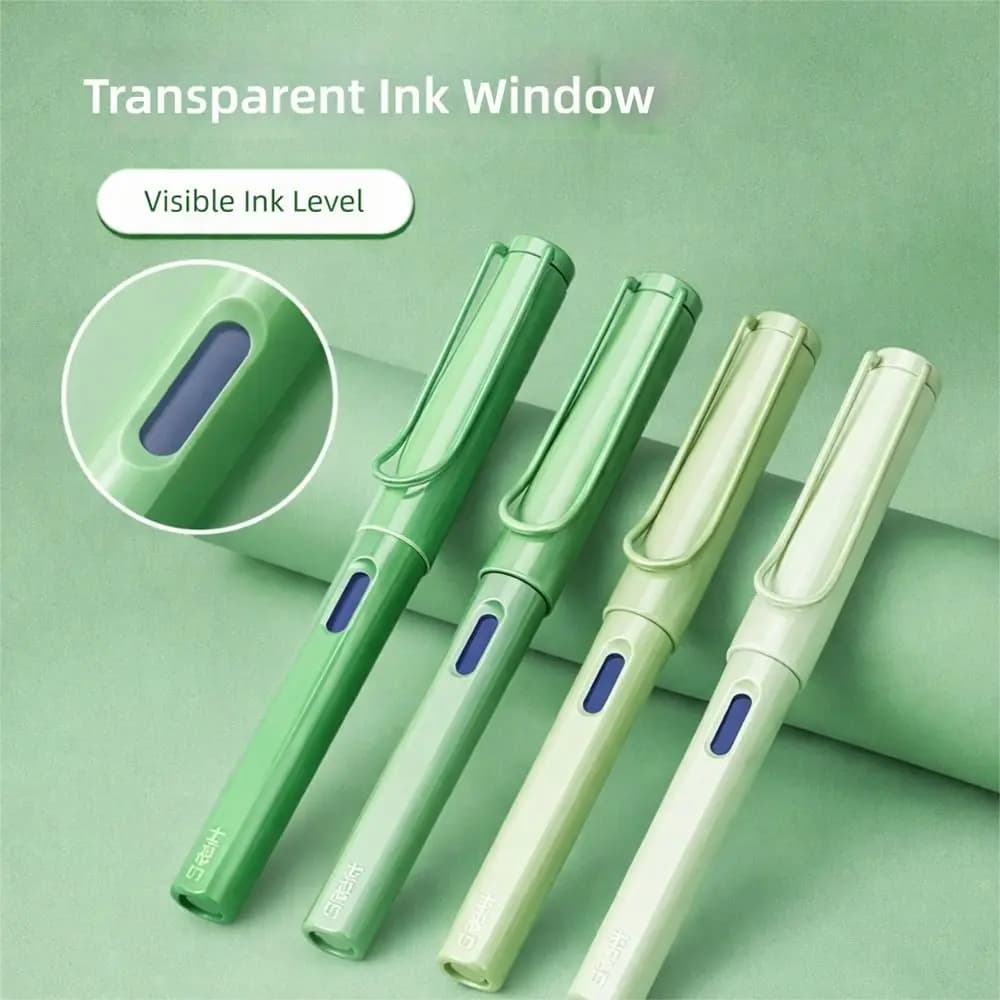 Penna Stilografica con Sfumature di Colore, Finestra Trasparente per l'Inchiostro, Scanalature Ergonomiche, Penna Gel con Punta Liscia, Cartuccia Sostituibile, Penna da Scrittura