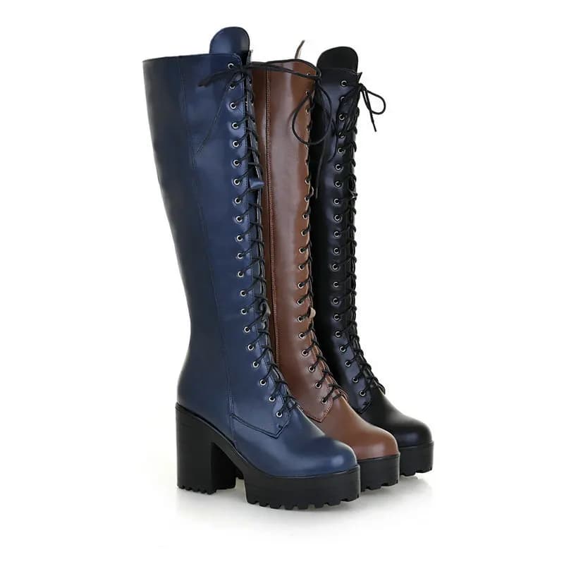 Size 34-43 Women's Knee Boots Stringed Boots Riding shoes with big heel