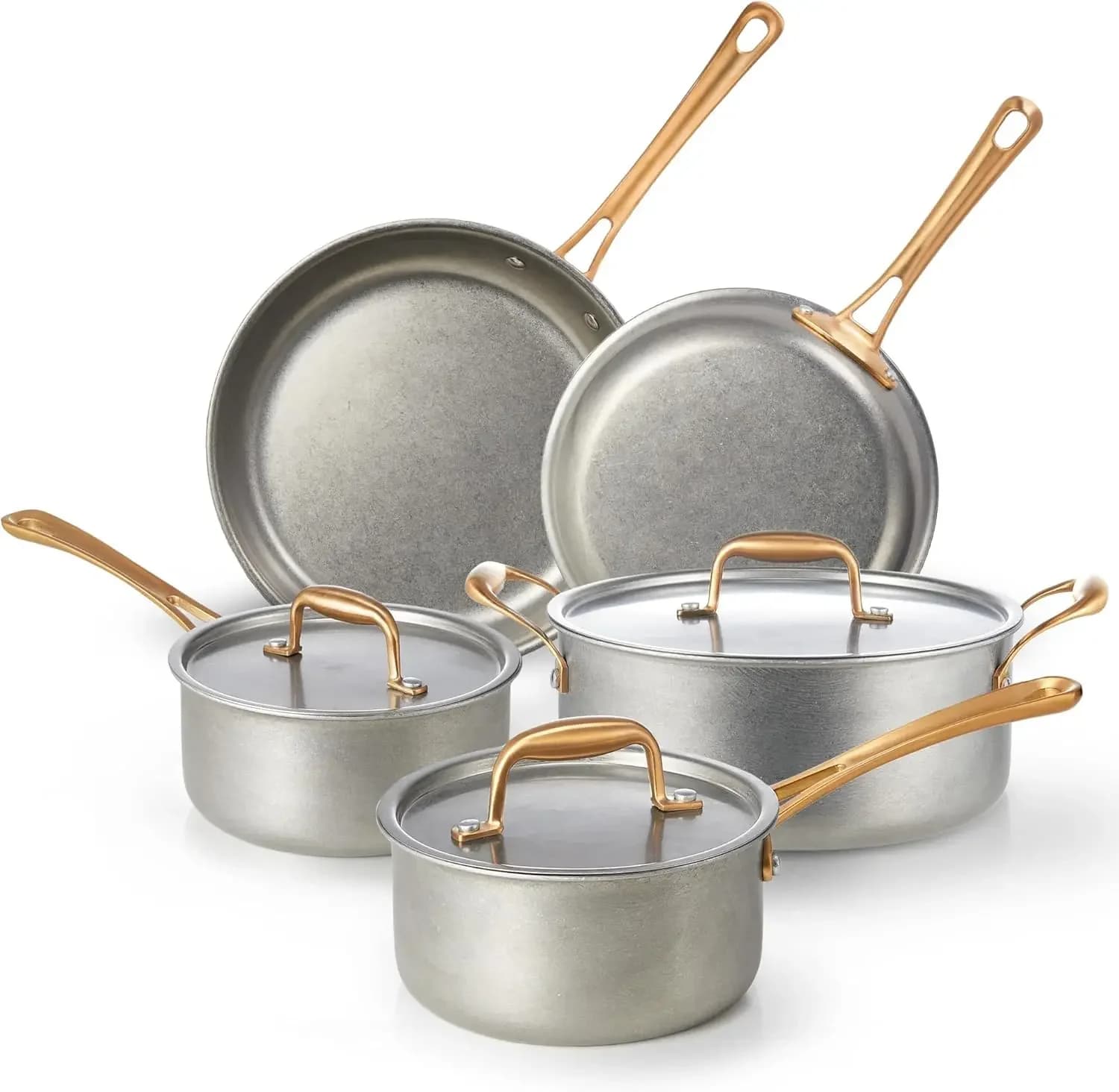 8 Pieces, Non-Toxic Stainless Steel Vintage Pots Set, PFOA/PFOS/PTFE, PFOA/PFOS/PTFE, Kitchen Set