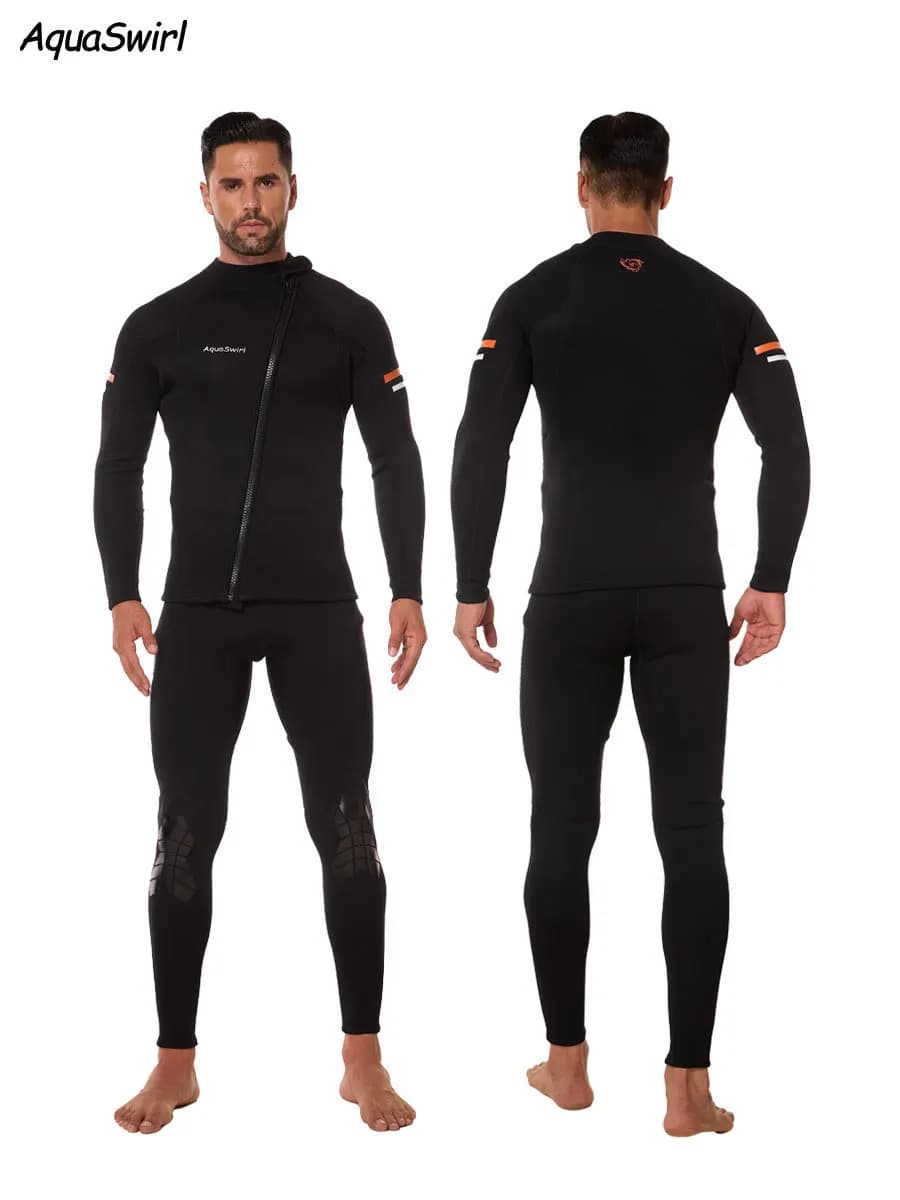 Muta da sub da surf da uomo in due pezzi Muta da bagno divisa in neoprene da 1,5 mm Protezione solare Snorkeling Muta da sub libera Set nero