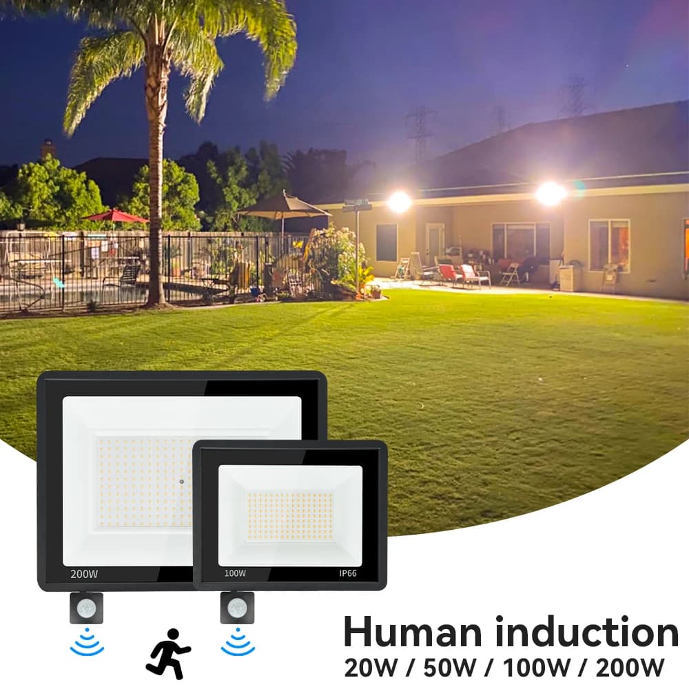 Proiettore con sensore di movimento PIR a LED da 200 W Lampada da parete per esterni Luce bianca IP66 impermeabile Adatto per la facciata dell'edificio Parking