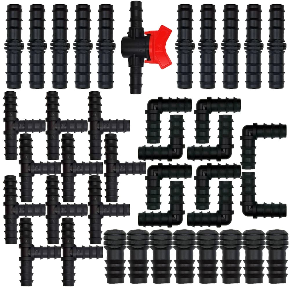 34 Pz 1/2 "Kit di Raccordi per Irrigazione a Goccia Dritto Tee Gomito Spina Per 1/2 Pollici 16mm Tubo di Irrigazione da Giardino Tubo Collegare