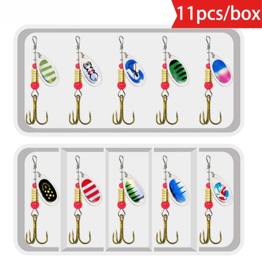 11 pcs/box 3g Metal Skull Spinner Fishing bait Spoonbait Crankbaits Fishing Wobblers for Luccio Fishing Equipment in Water Salt
