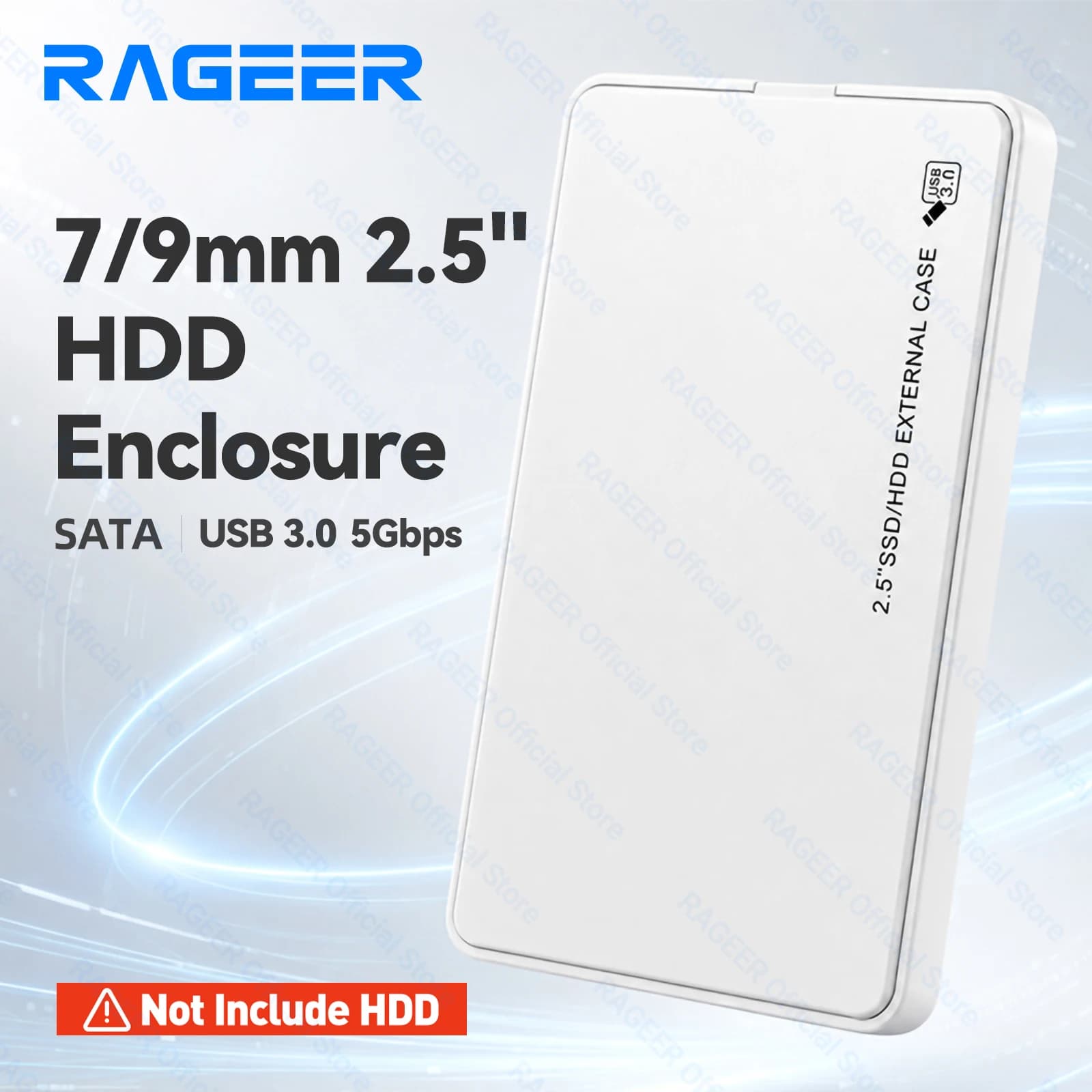 RAGEER 2.5in SATA to USB 3.0 HDD Enclosure Max 4TB 2.5" External Hard Drive Enclosure Supports UASP SATA for 7mm/9.5mm 2.5" HDD