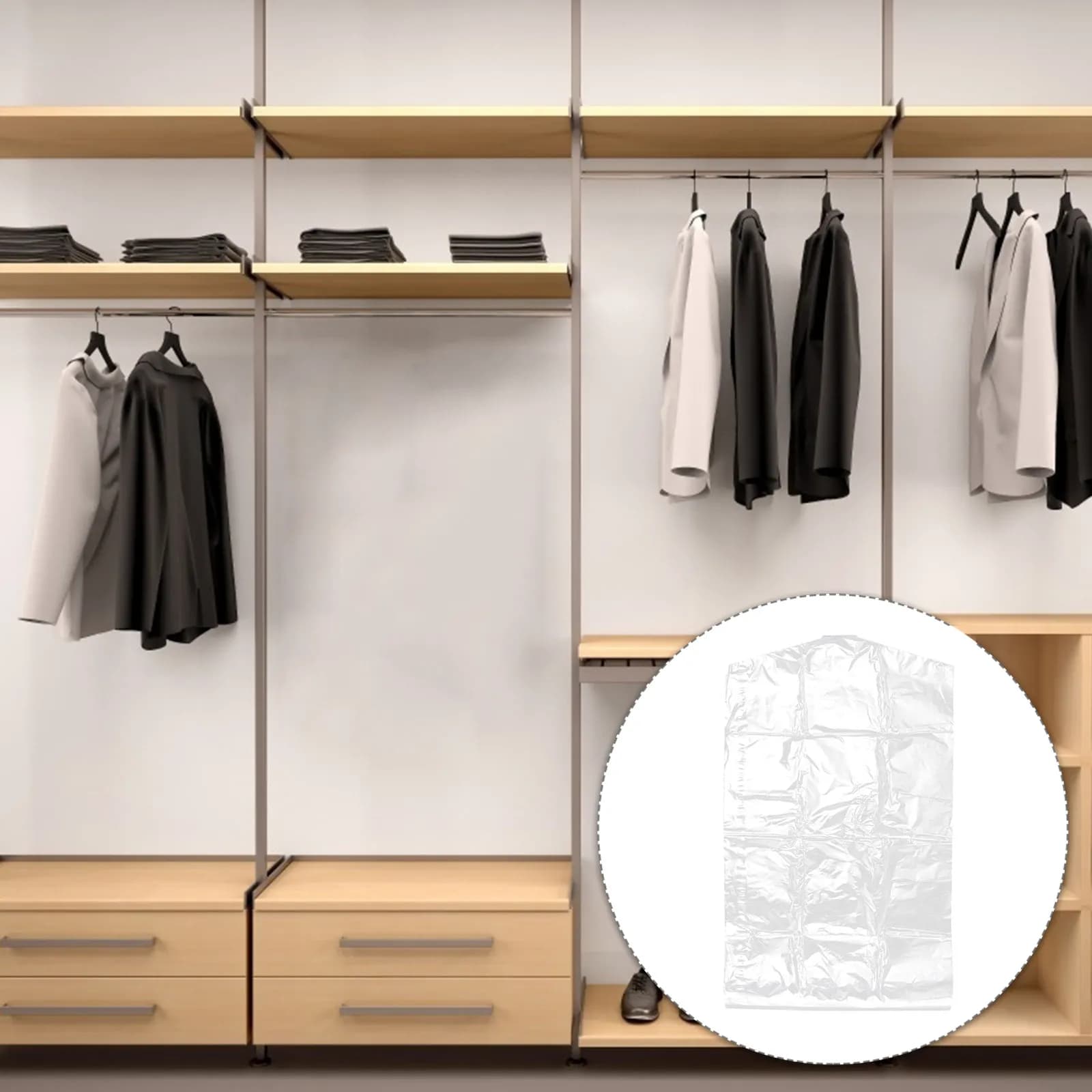 30 Pezzi Copriabiti Trasparenti in Plastica Antipolvere per Casa e Viaggio, Custodie per Abiti, Vestiti, Cappotti e Completi
