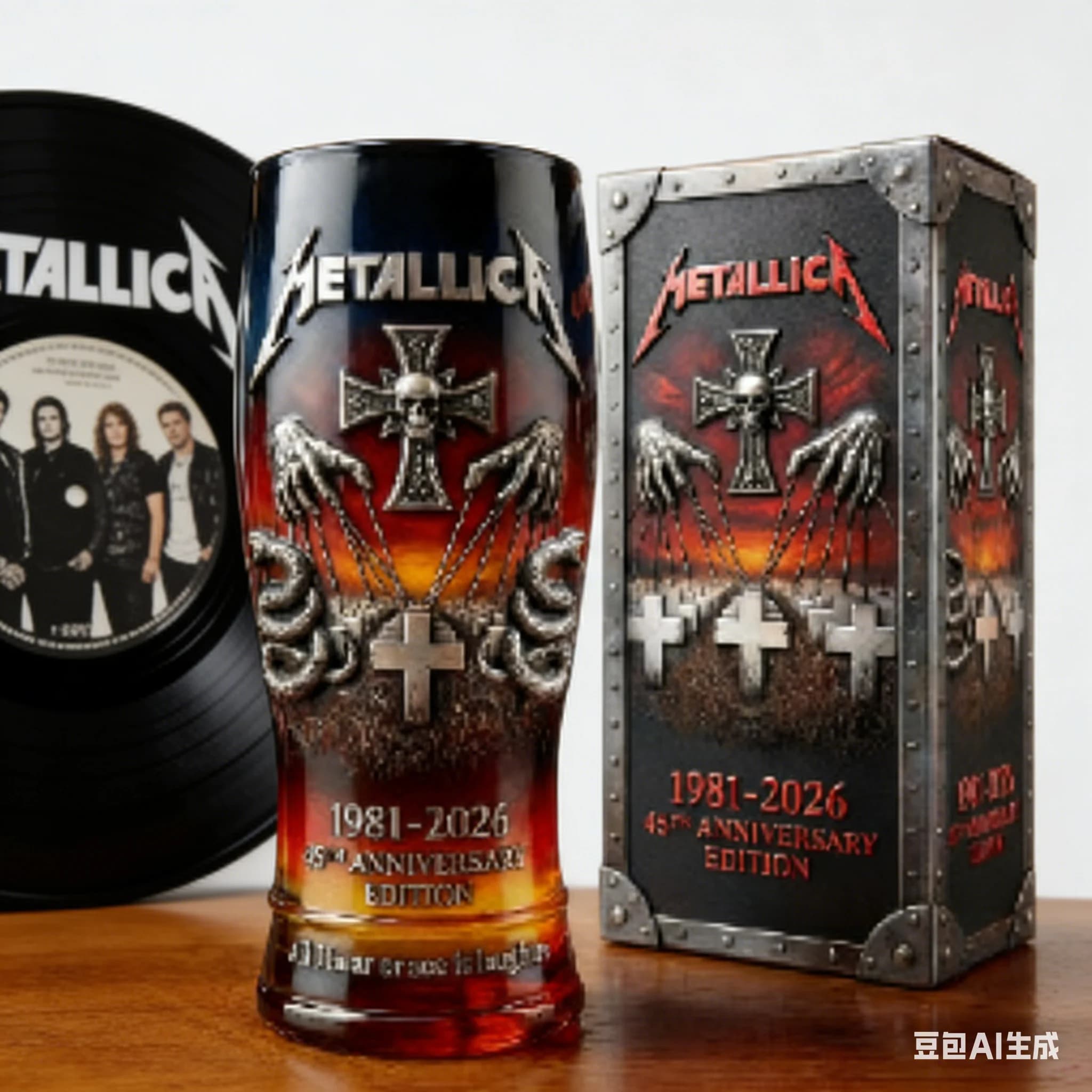Bicchiere da Birra Blu in Rilievo 3D per il 45° Anniversario dei Metallica, Tazza da Collezione Heavy Metal Rock