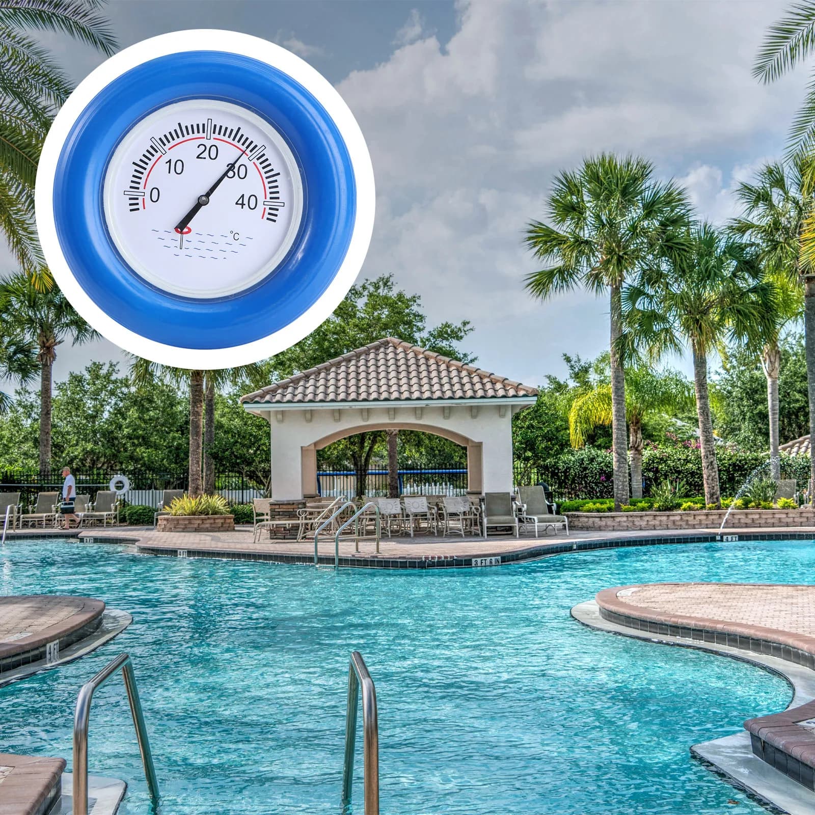Termometro Galleggiante per Piscina, Tester di Temperatura dell'Acqua per Piscine Interne ed Esterne, Spa, Vasche Idromassaggio, Acquari, Blu