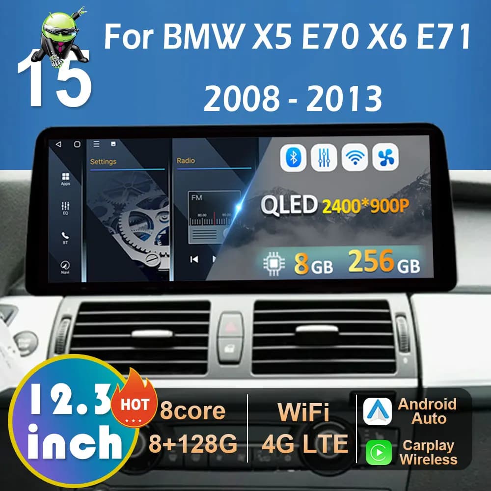 CCC CIC Sistema Carplay per BMW X5 E70 X6 E71 2008 2009 2010 2011 2012 2013 Android 15 DSP Stereo Auto Lettore Radio Multimediale BT