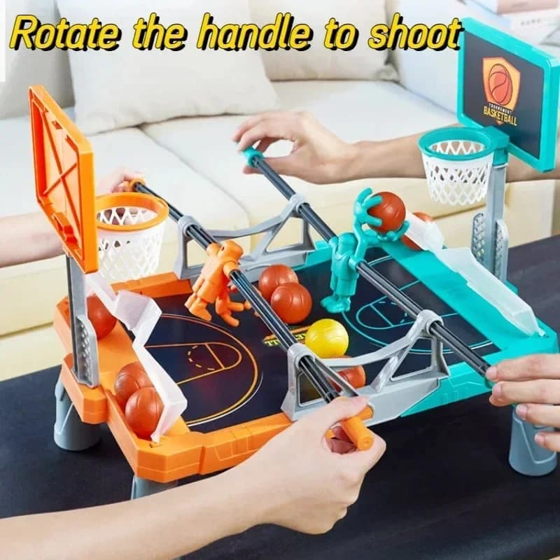 Mini table catapult for basketball with fingers, portable interactive game for two players, perfect for parties