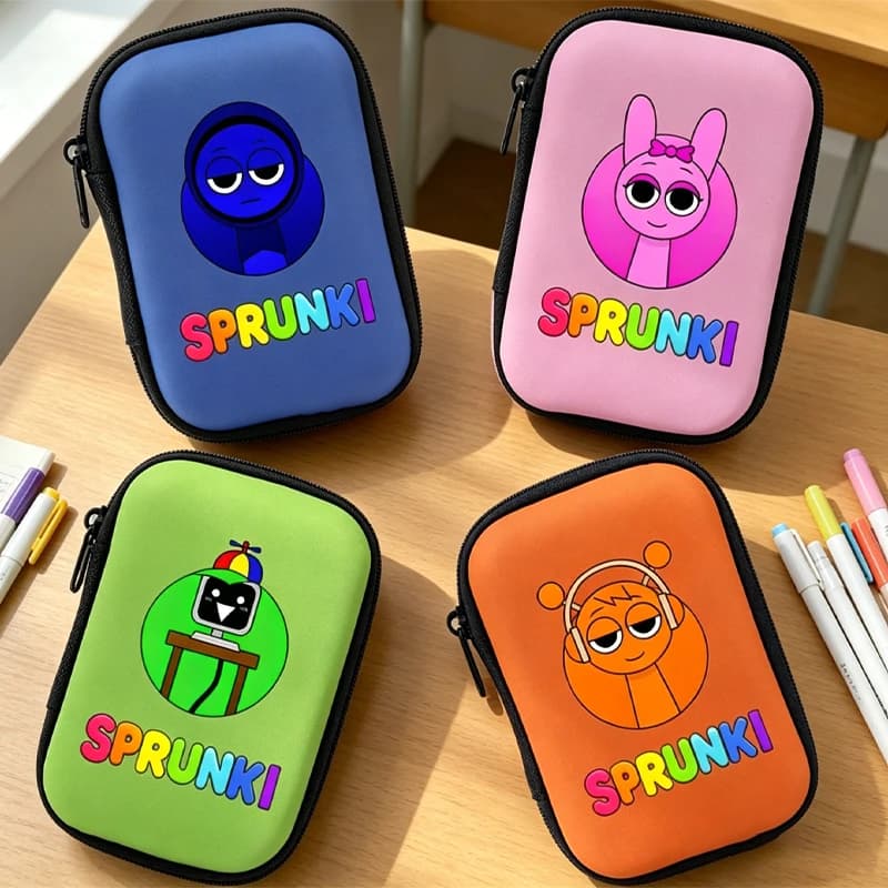 Scatola Portacavi e Caricabatterie Sprunki per Uomini e Donne, con Stampa Anime Cartoon, Portamonete Kawaii alla Moda per Ragazzi e Ragazze, Idea Regalo