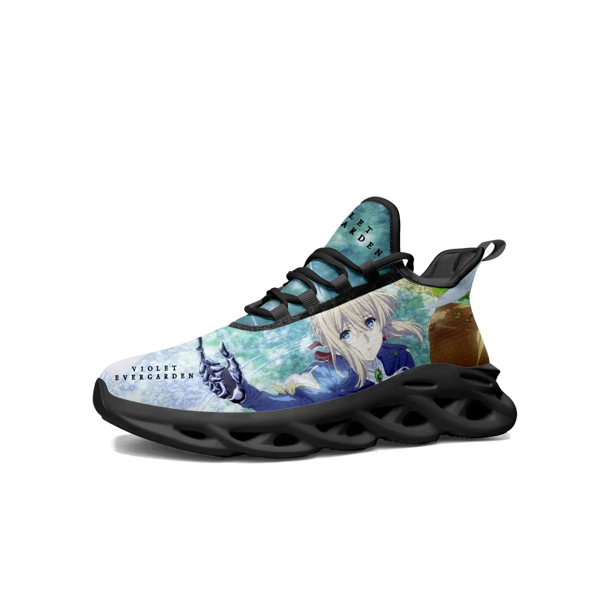 Violet Evergarden Flats Sneakers Mens Womens Sports Running Shoe High Quality Anime Manga Custom Lace Up Mesh Footwear