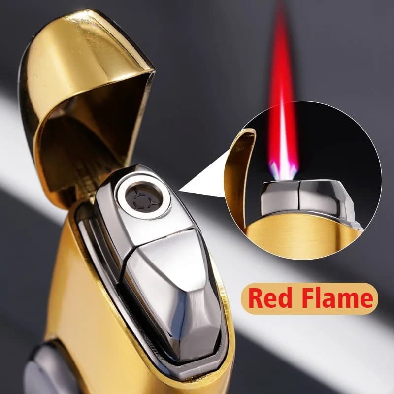 Accendino a Butano Fidget Spinner per Fumatori, Accendino per Sigari Gonfiabili, Antivento, Fiamma Rossa, Accessori per Sigarette e Fumatori