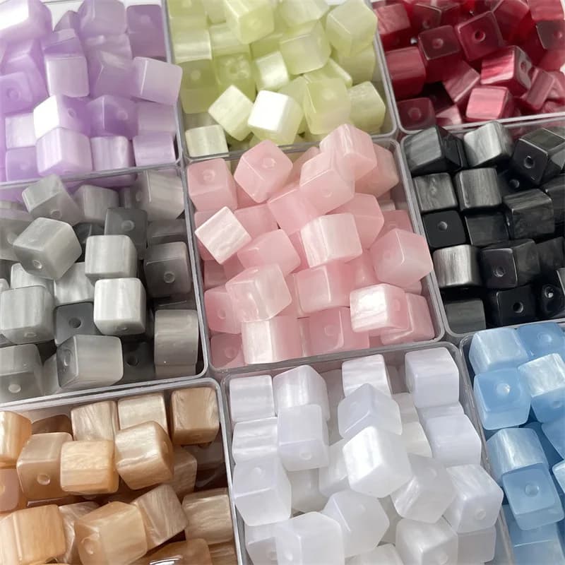 8MM Square Round Sugar Beads Resin Dispersed Beads Loose Beads DIY Making Earring Necklace For Jewelry Making Accessories