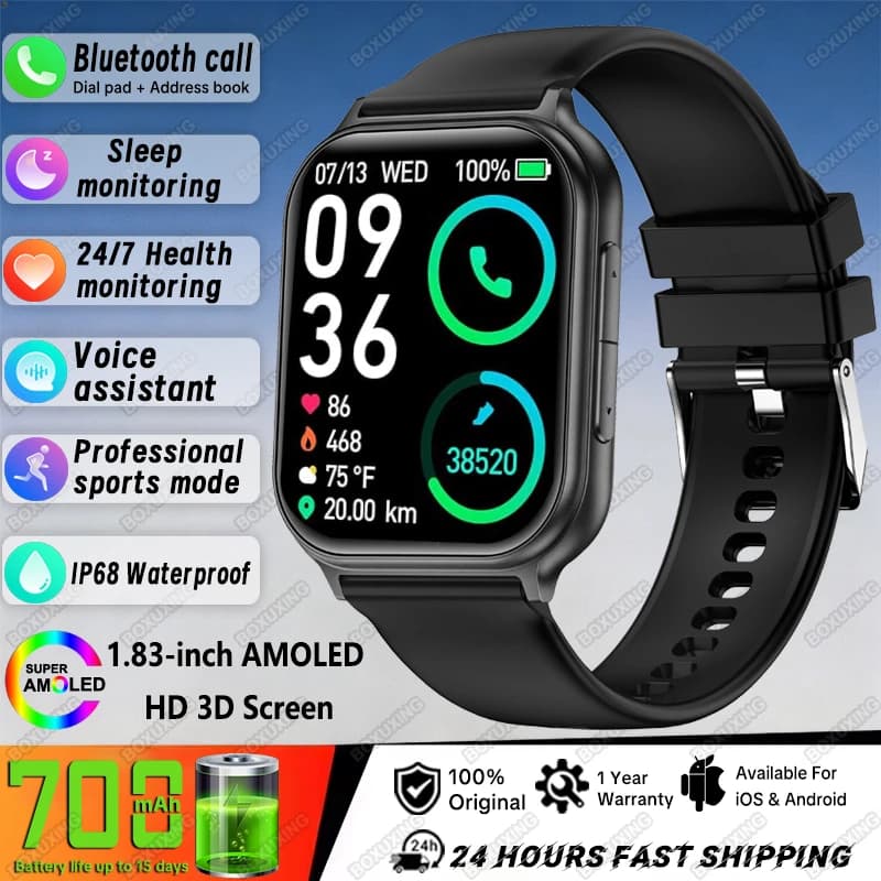 Nuovo Bip 6 Pro Smartwatch Uomo per Sport all'Aperto Fitness Tracker IP68 Impermeabile Frequenza Cardiaca Chiamate Bluetooth Batteria 700 mAh