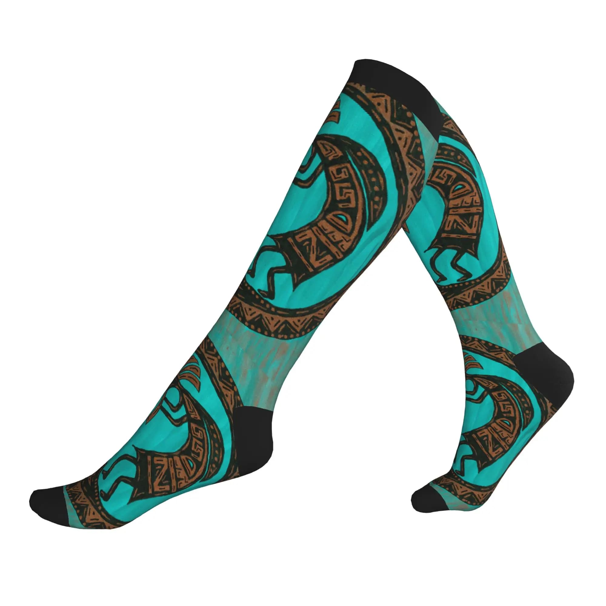 Funny Kokopelli The Flute Player Socks Men Women Warm Print Aboriginal Tribal Pattern Football Sports Sports Compression Socks