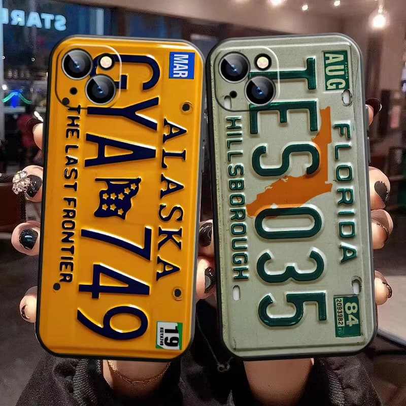 Retro Vintage License Plate Phone Case For iPhone 16 15 14 13 12 11 Pro Max XS X XR 7 8 Plus Mini SE 2020 2022 Shockproof Case