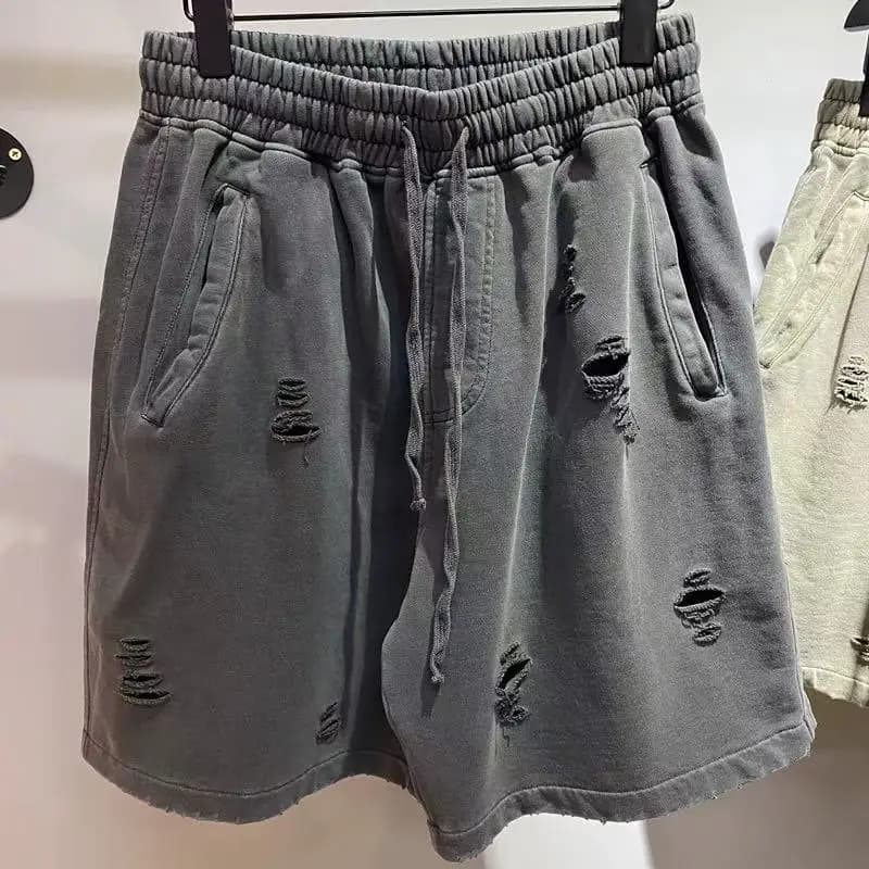 Pantaloncini cargo hip-hop da uomo Pantaloncini streetwear tascabili casual vintage lavati invecchiati per l'estate