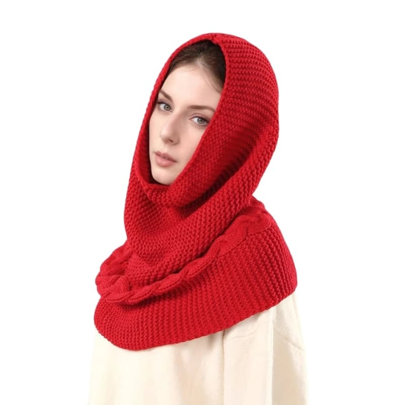 X7XB Cosy Knitted Neck Scarf Hat Double Function Winter Essential Breathable Fabric