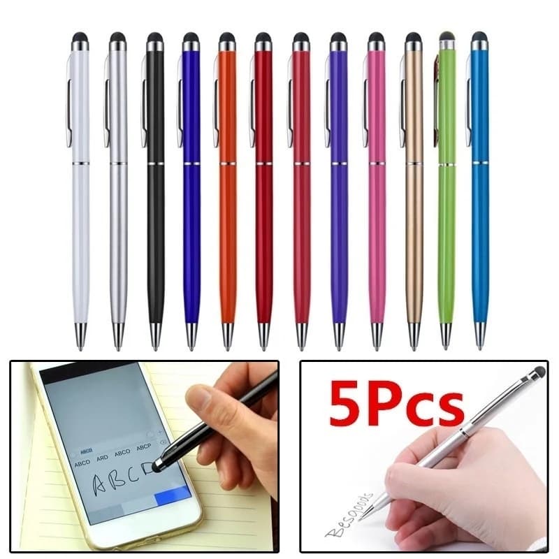 5 pezzi 2 in 1 tablet dal design utile per smartphone Pad Touch Screen Stylus Pen + penna a sfera Smartphone