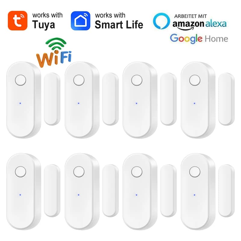 Smart Home Tuya WiFi Sensore porta Apri Chiudi Rilevatore finestra Allarme di sicurezza con Alexa Google APP Notifica di controllo remoto
