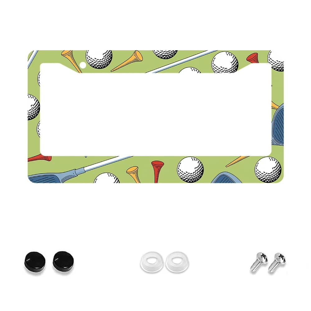 1 pallina da golf di colore verde e modello a T, telaio targa a 2 fori, materiale in alluminio, 6x12 pollici, con kit di viti