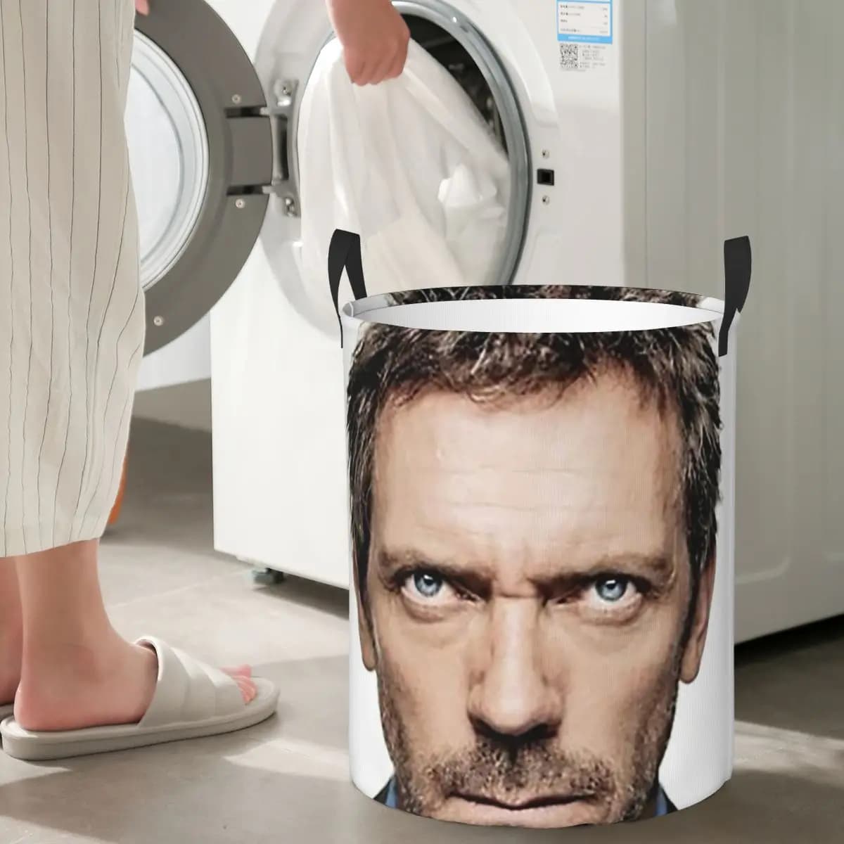 House MD foldable linen basket, bag holder for dirty clothes and toys, bag organizer for the house