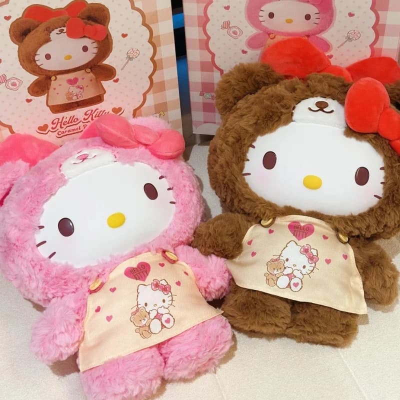 In Stock Genuine Hello Ki-tty Caramel Heart Pattern Doll Pajama Series Desktop Ornament Festival Surprise Gifts Collection Toys