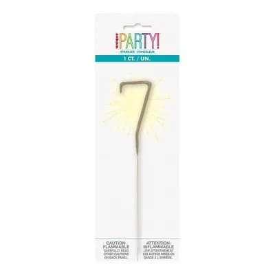 Number 7 Sparkler Flame Candle by : Gold Birthday Candle by , 7 Inch Tall, Wax, Holiday Theme