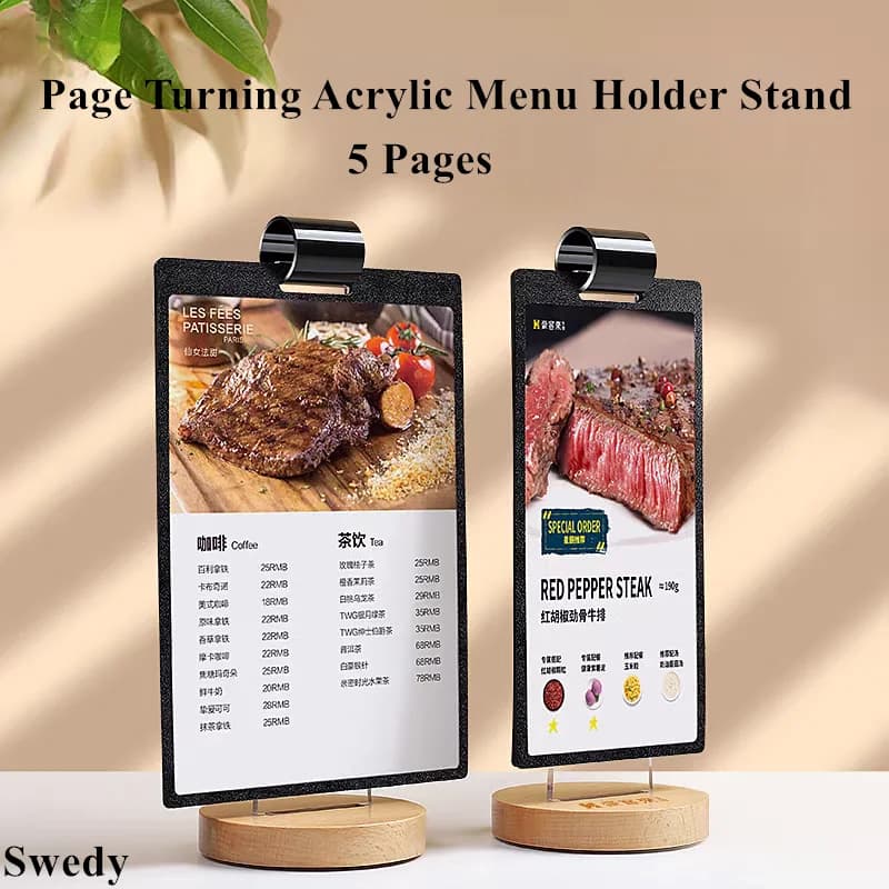 A5 148X210MM Menu da tavolo Porta cartello Espositore per ristoranti Negozi Pagina Tornitura Prezzo Etichetta Poster Flyer Frame Board