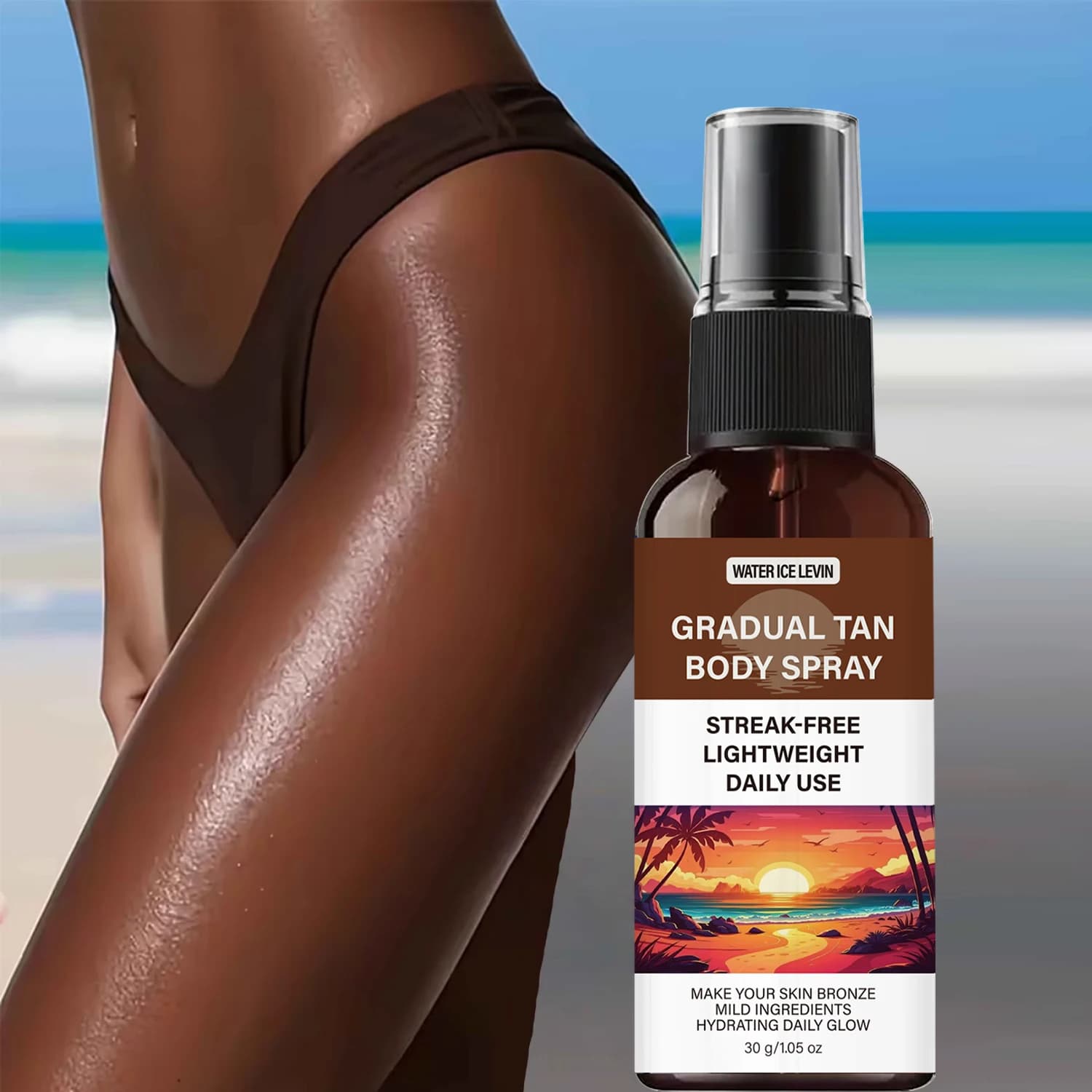 Spray Autoabbronzante Graduale, Senza Striature, Leggero per Uso Quotidiano, Idratante con Collagene, Acido Ialuronico e Niacinamide