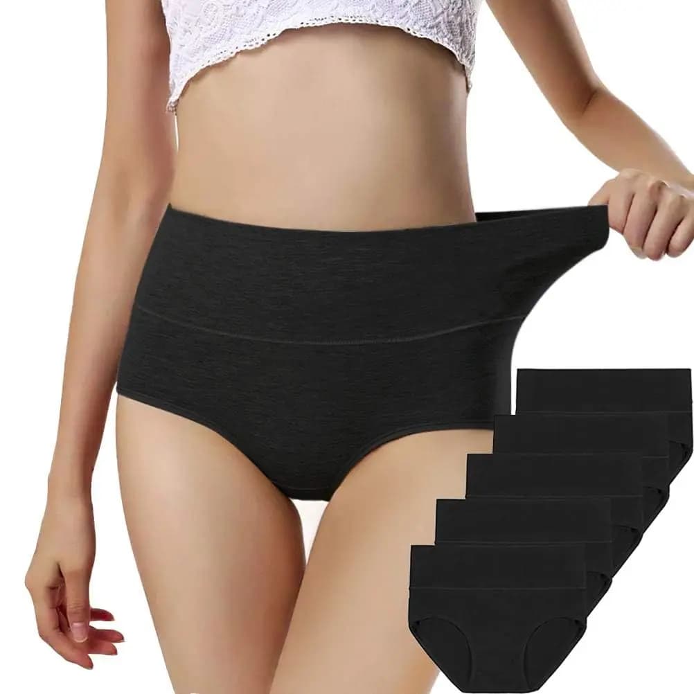 3Pcs/SET High Waist Underwear Cotton Panties Women Body Slimming Solid Briefs Plus Size Underpants Female Breathable Lingeries