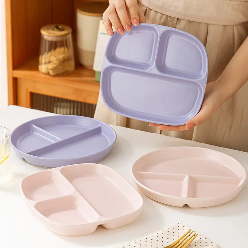 Underglaze‑Color Ceramic Divided Plate, High‑Aesthetic Portion Control Dinner Plate for Adults Weight Loss, Also for Kids & Babi