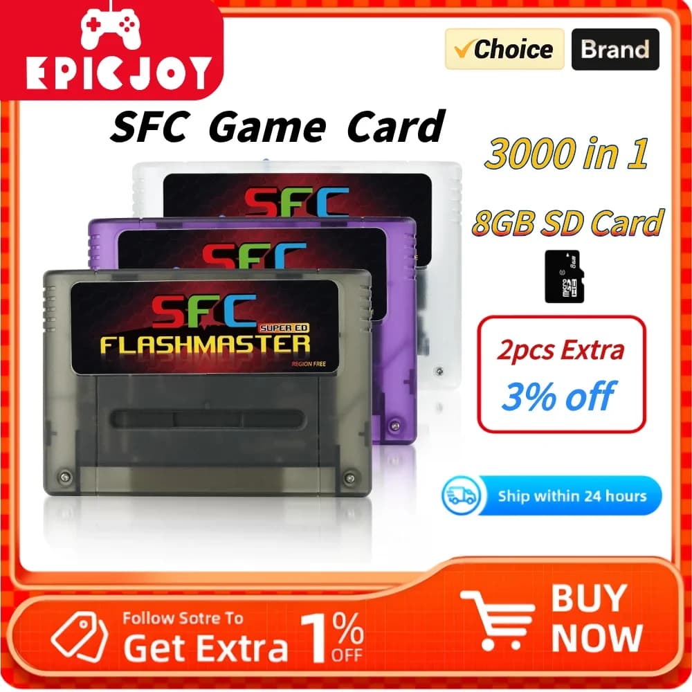 Super Everdrive 3000 in 1 V1.2 con Scheda TF da 8GB, Cartuccia di Gioco per Console Nintendo SNES SFC, 2026 NUOVO