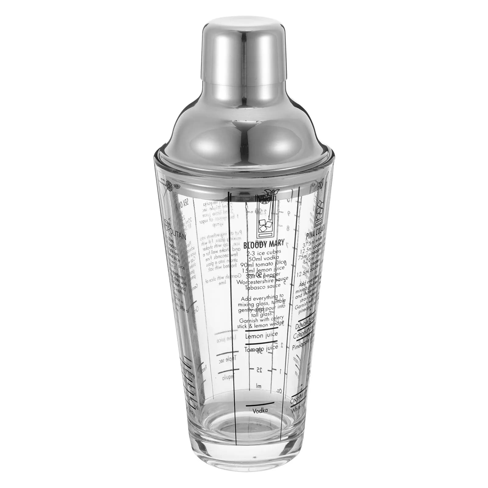 1 pezzo di shaker per cocktail in vetro trasparente da 400 ml, con coperchio in acciaio inossidabile, antiruggine, impermeabile, facile da pulire, impugnatura ergonomica, mixer per vino da bar